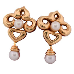 Boucles d'oreilles Clips en or jaune et perles - Castafiore