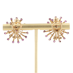 Boucles d'oreilles Clips en or jaune et rubis - Castafiore