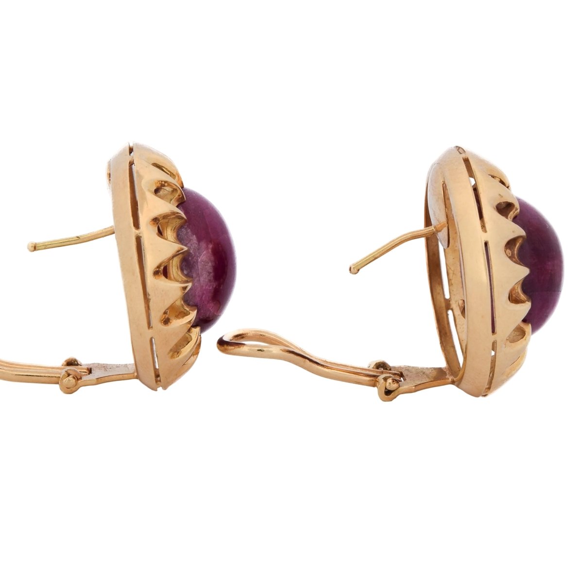 Boucles d'oreilles Clips en or jaune et rubis - Castafiore