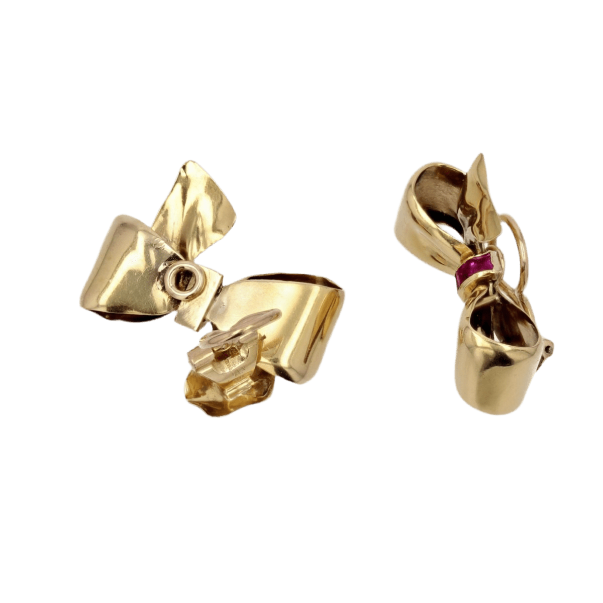 Boucles d'oreilles Clips en or jaune et rubis - Castafiore