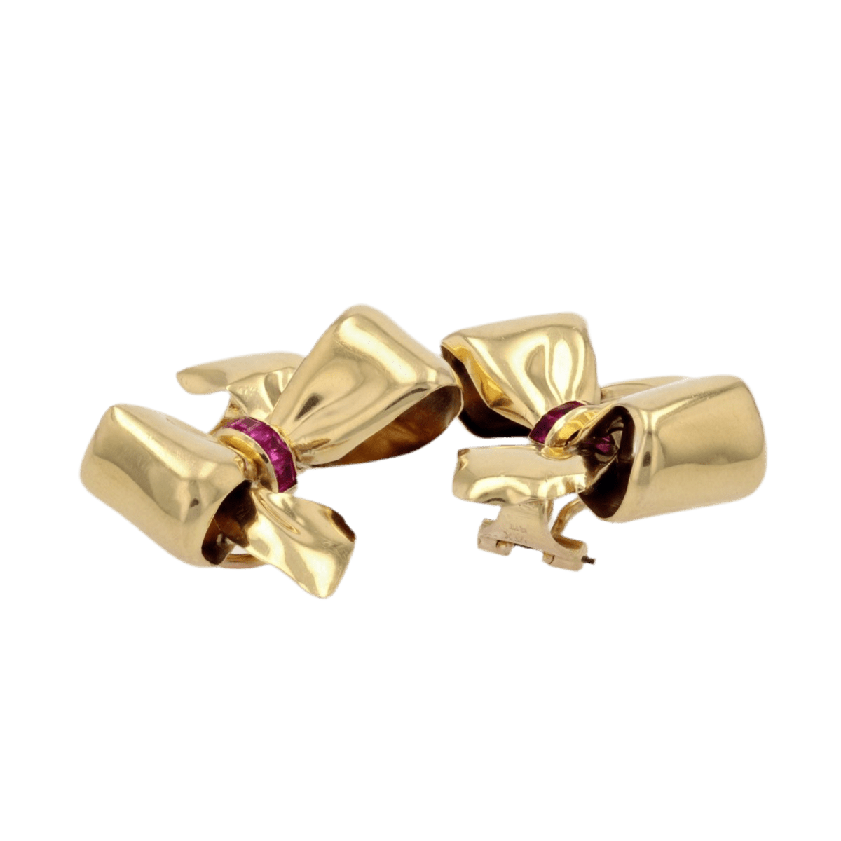 Boucles d'oreilles Clips en or jaune et rubis - Castafiore