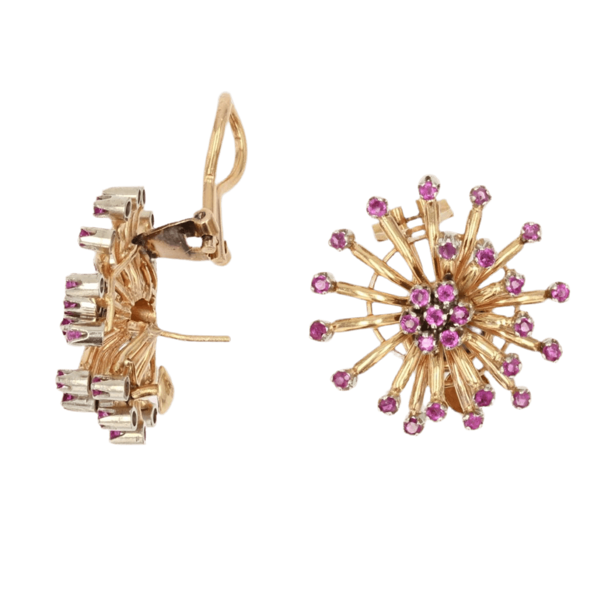 Boucles d'oreilles Clips en or jaune et rubis - Castafiore