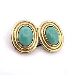 Boucles d'oreilles Clips en or jaune et turquoises - Castafiore