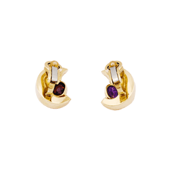 Boucles d'oreilles Clips en or jaune, grenats et améthystes - Castafiore