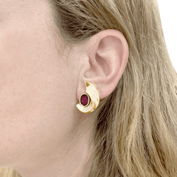 Boucles d'oreilles Clips en or jaune, grenats et améthystes - Castafiore