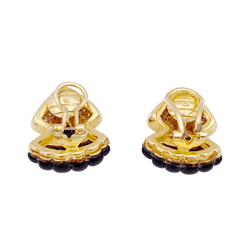 Boucles d'oreilles Clips en or jaune, onyx et diamants - Castafiore