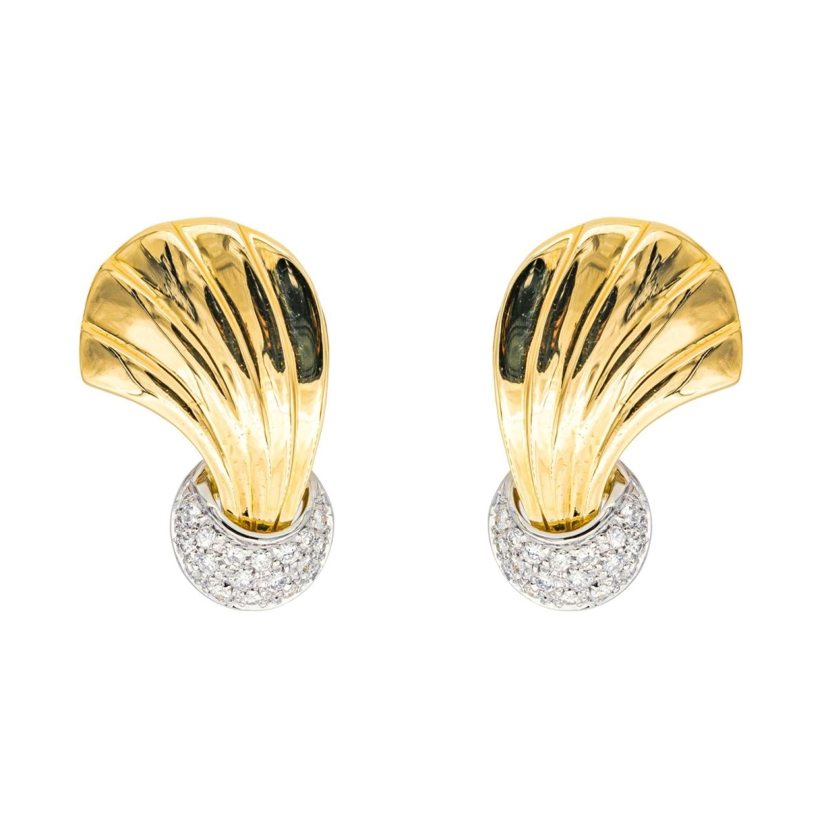 Boucles d'oreilles Clips en or jaune, or blanc et diamants - Castafiore