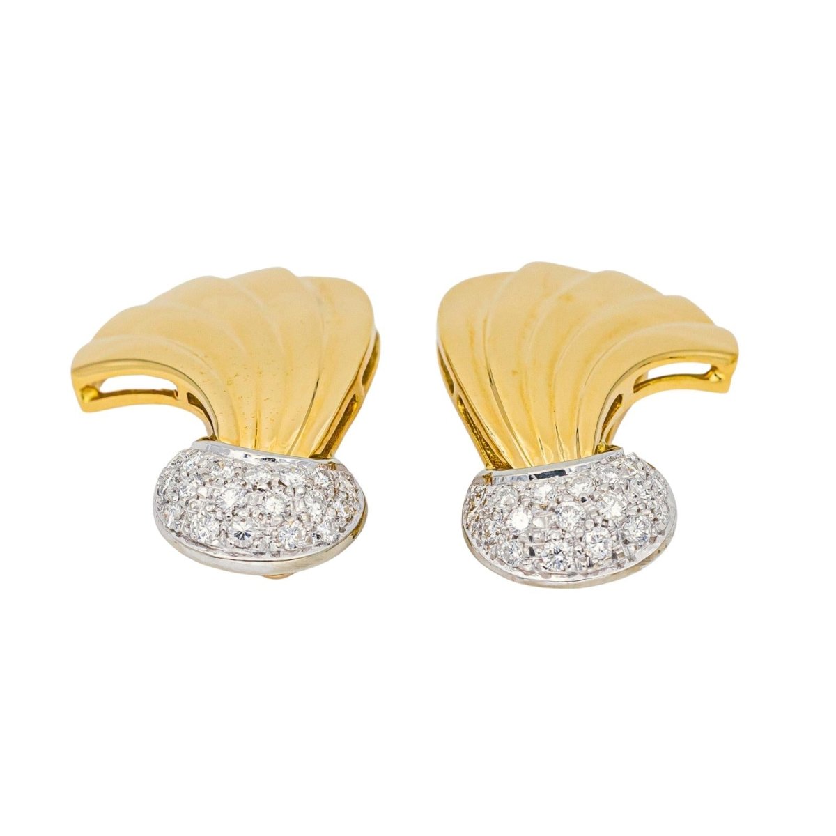 Boucles d'oreilles Clips en or jaune, or blanc et diamants - Castafiore