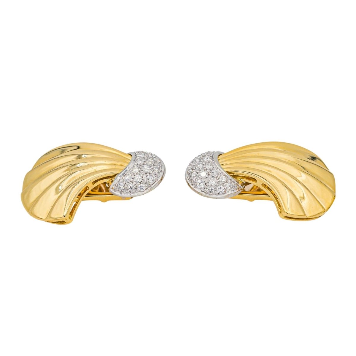 Boucles d'oreilles Clips en or jaune, or blanc et diamants - Castafiore