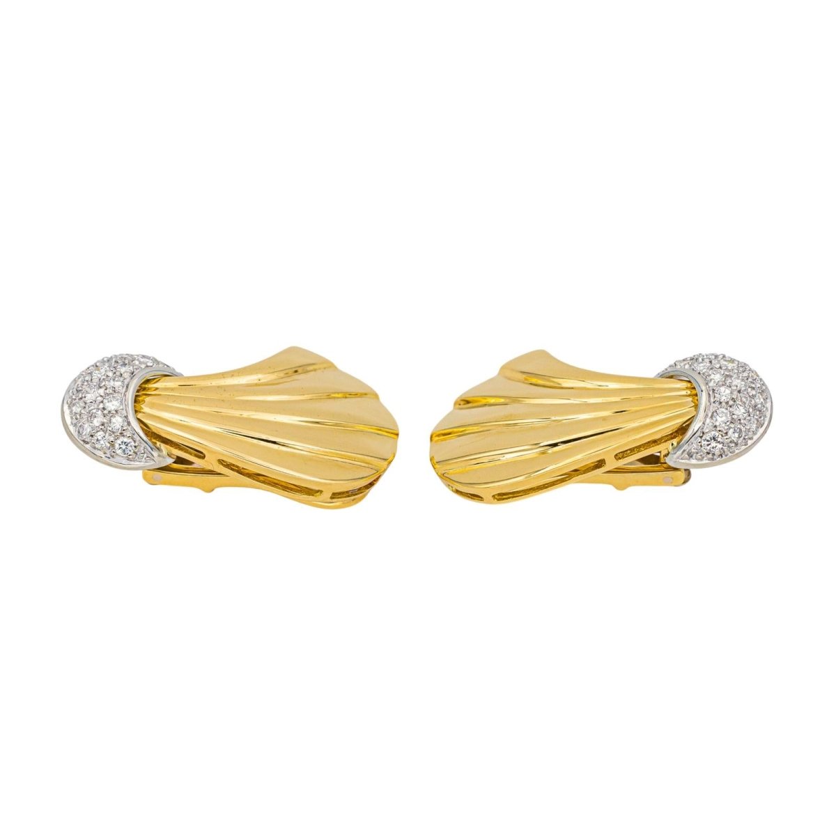 Boucles d'oreilles Clips en or jaune, or blanc et diamants - Castafiore