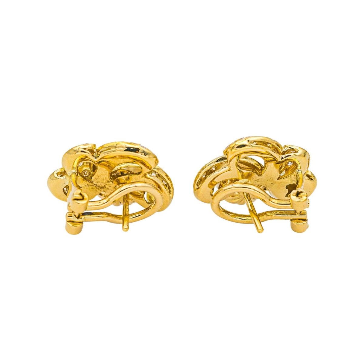 Boucles d'oreilles Clips en or jaune, perles et diamants - Castafiore