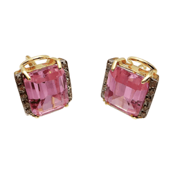 Boucles d'oreilles Clips en or jaune, pierres et diamants - Castafiore