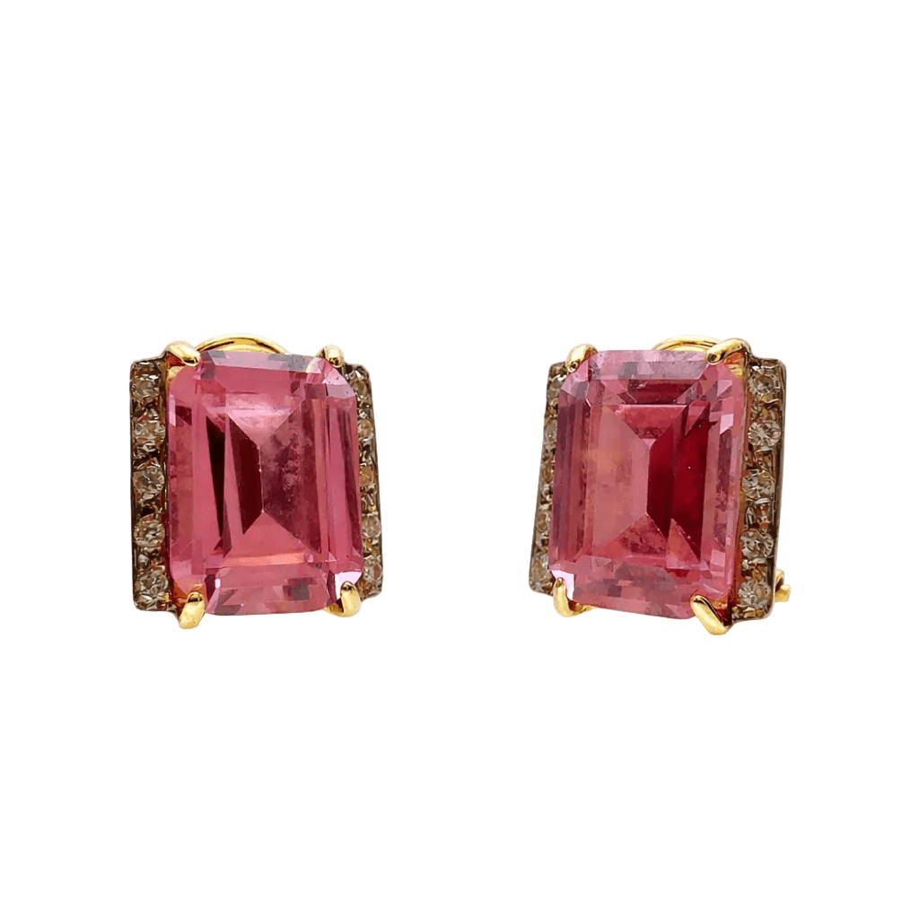 Boucles d'oreilles Clips en or jaune, pierres et diamants - Castafiore