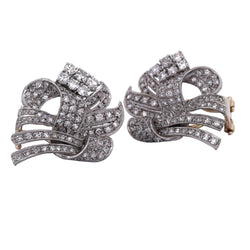 Boucles d'oreilles Clips en or jaune, platine et diamants - Castafiore