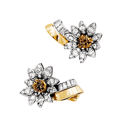 Boucles d'oreilles Clips en or jaune, platine, et diamants - Castafiore