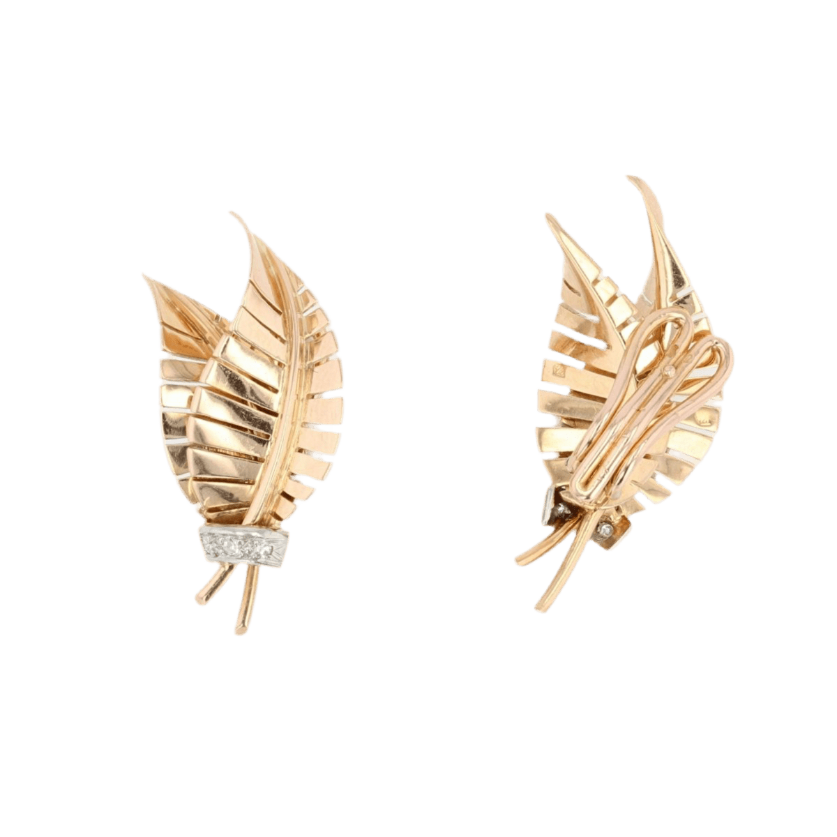 Boucles d'oreilles Clips en or jaune, platine et diamants - Castafiore