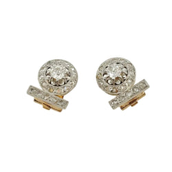 Boucles d'oreilles Clips en or jaune, platine et diamants - Castafiore