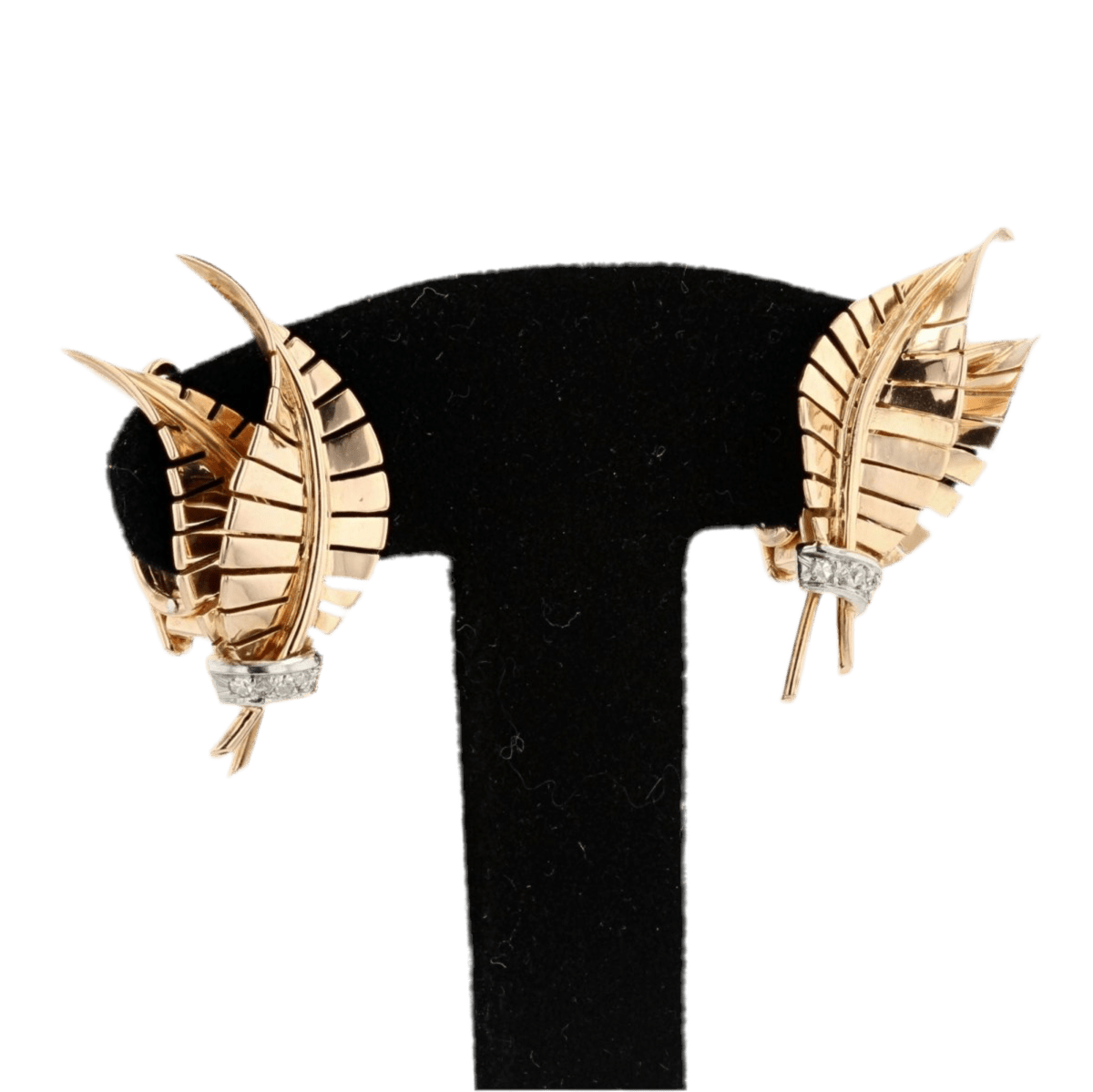 Boucles d'oreilles Clips en or jaune, platine et diamants - Castafiore