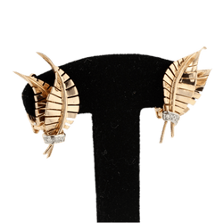 Boucles d'oreilles Clips en or jaune, platine et diamants - Castafiore