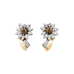 Boucles d'oreilles Clips en or jaune, platine, et diamants - Castafiore