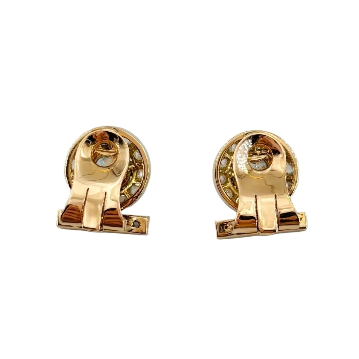 Boucles d'oreilles Clips en or jaune, platine et diamants - Castafiore