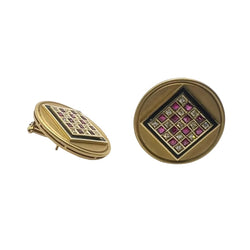 Boucles d'oreilles Clips en or jaune, rubis et diamants - Castafiore