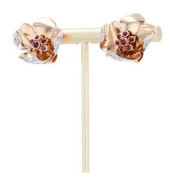 Boucles d'oreilles Clips en or jaune, rubis et diamants - Castafiore