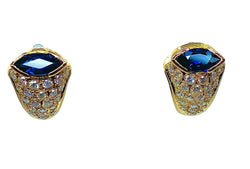 Boucles d'oreilles Clips en or jaune, saphirs et diamants - Castafiore