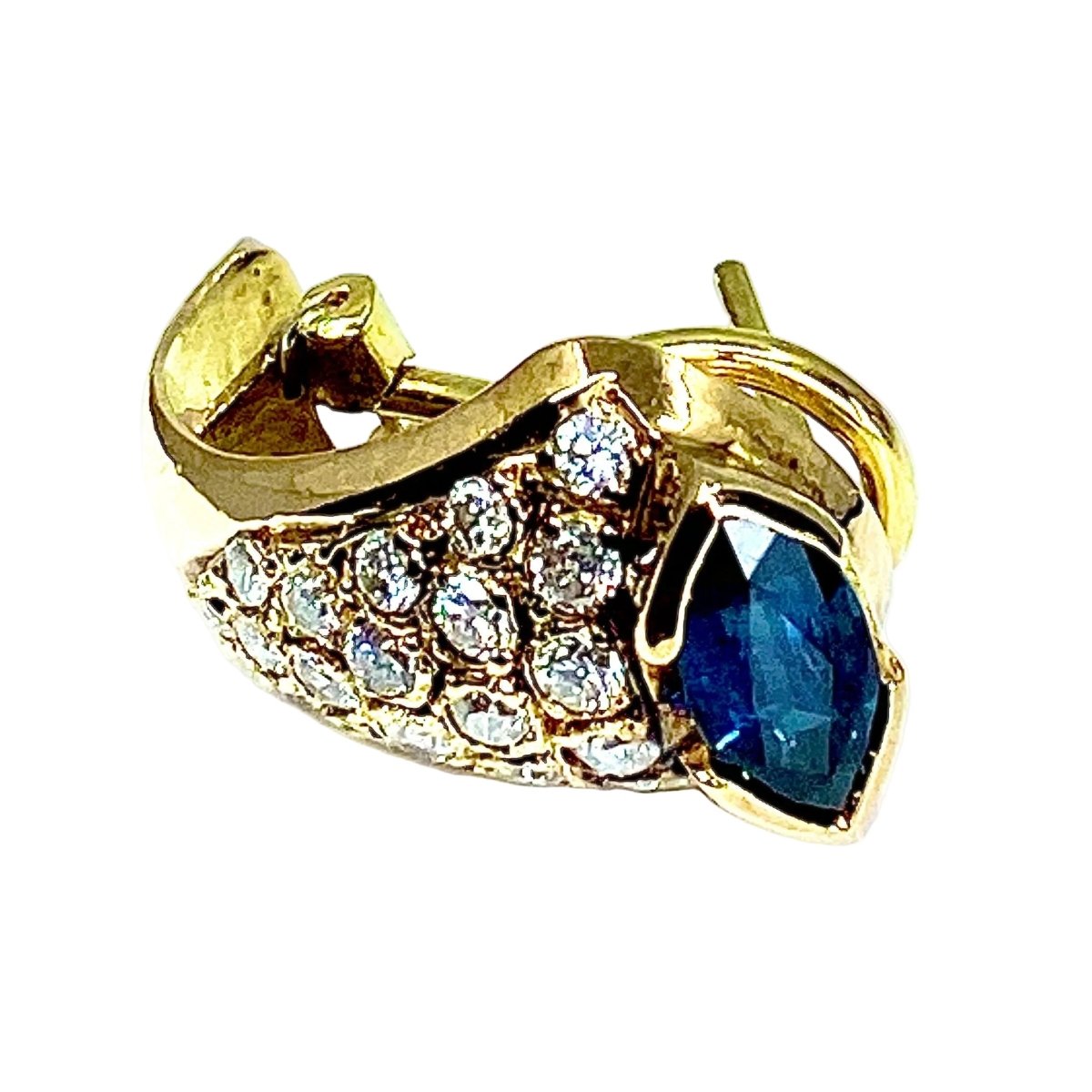 Boucles d'oreilles Clips en or jaune, saphirs et diamants - Castafiore