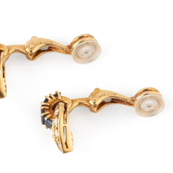 Boucles d'oreilles Clips en or jaune, saphirs et diamants - Castafiore