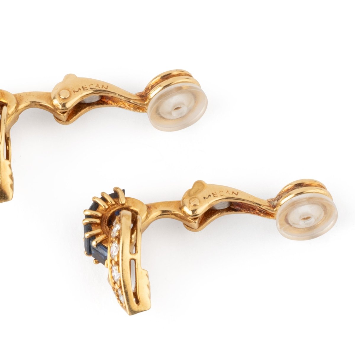 Boucles d'oreilles Clips en or jaune, saphirs et diamants - Castafiore