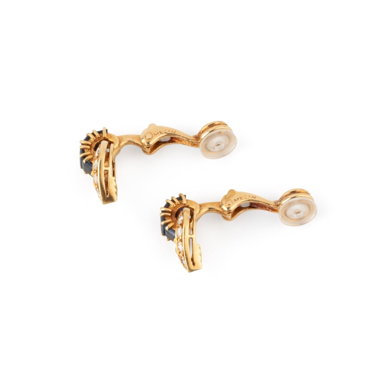 Boucles d'oreilles Clips en or jaune, saphirs et diamants - Castafiore