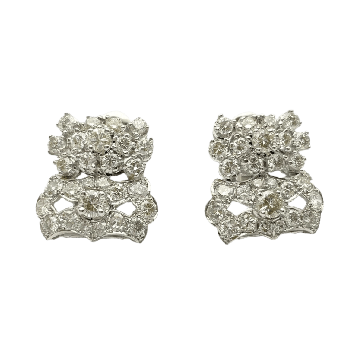 Boucles d'oreilles Clips en platine et diamants - Castafiore