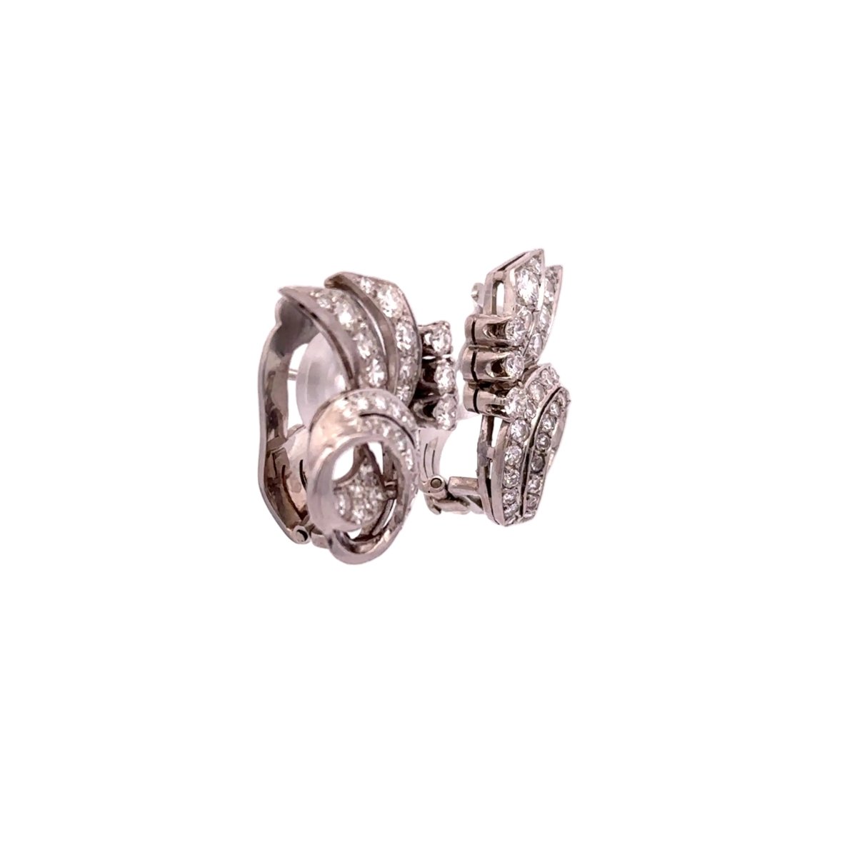 Boucles d'oreilles Clips en platine et diamants - Castafiore