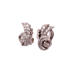 Boucles d'oreilles Clips en platine et diamants - Castafiore