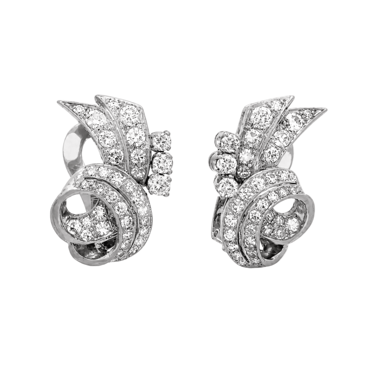 Boucles d'oreilles Clips en platine et diamants - Castafiore