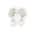 Boucles d'oreilles Clips en platine, perle et diamant - Castafiore