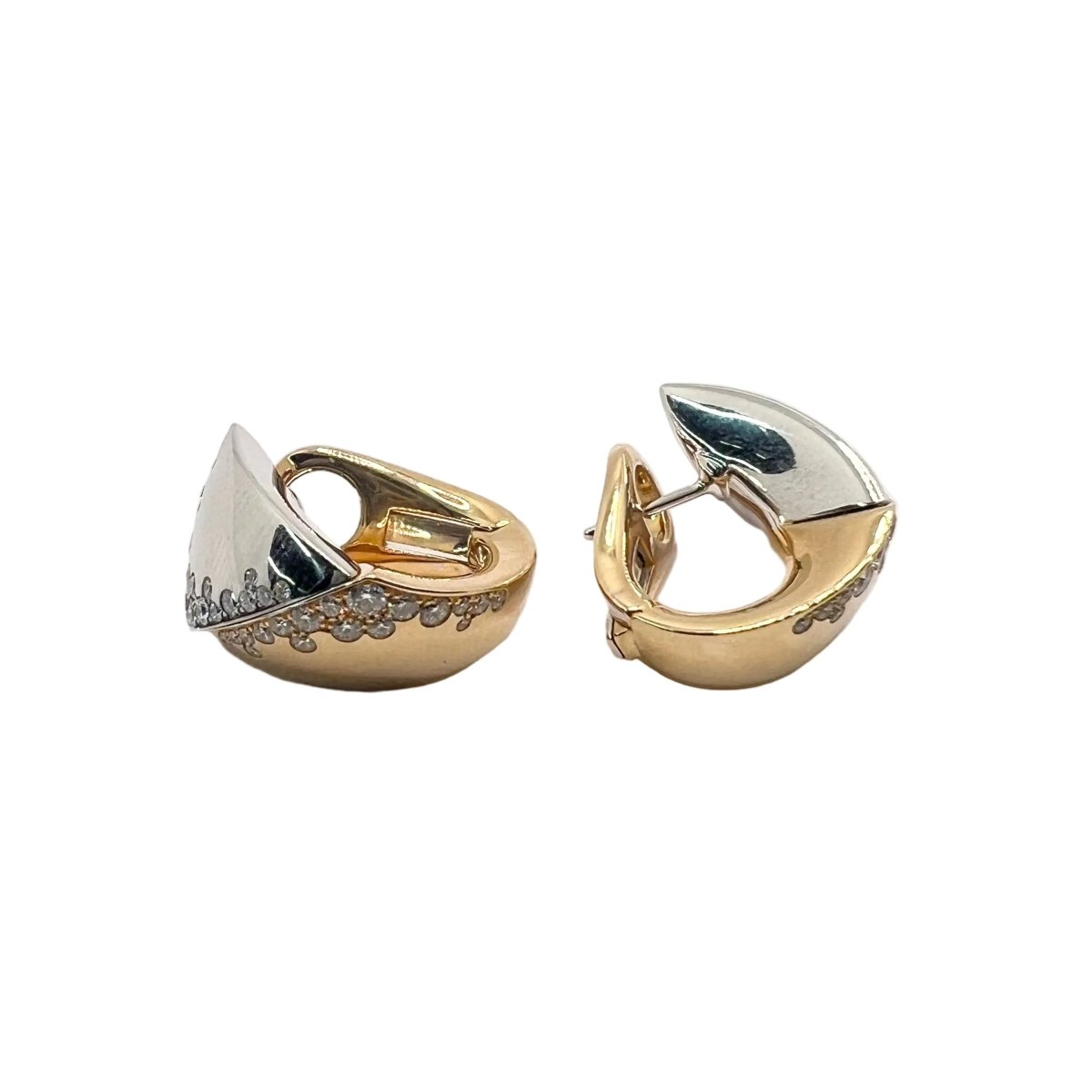 Boucles d'oreilles Clips GIORGIO VISCONTI en or blanc, or rose et diamants - Castafiore