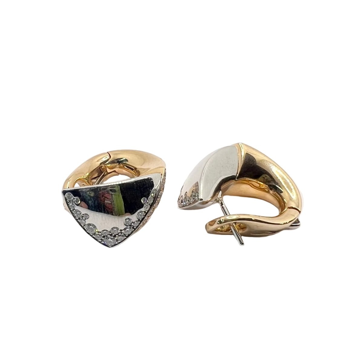 Boucles d'oreilles Clips GIORGIO VISCONTI en or blanc, or rose et diamants - Castafiore