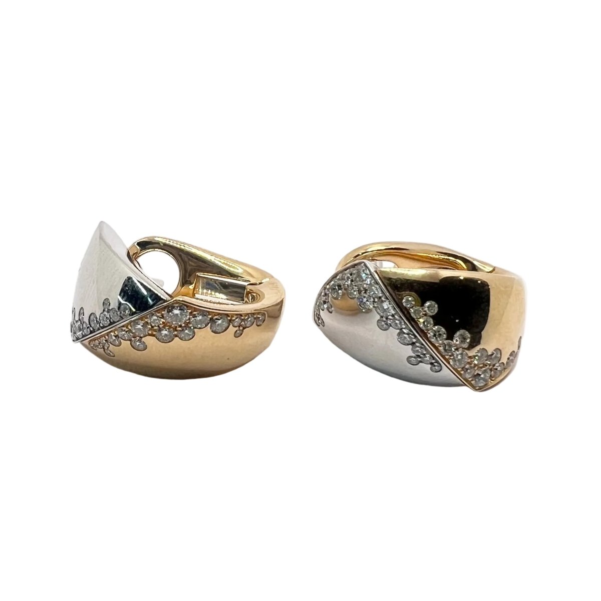 Boucles d'oreilles Clips GIORGIO VISCONTI en or blanc, or rose et diamants - Castafiore