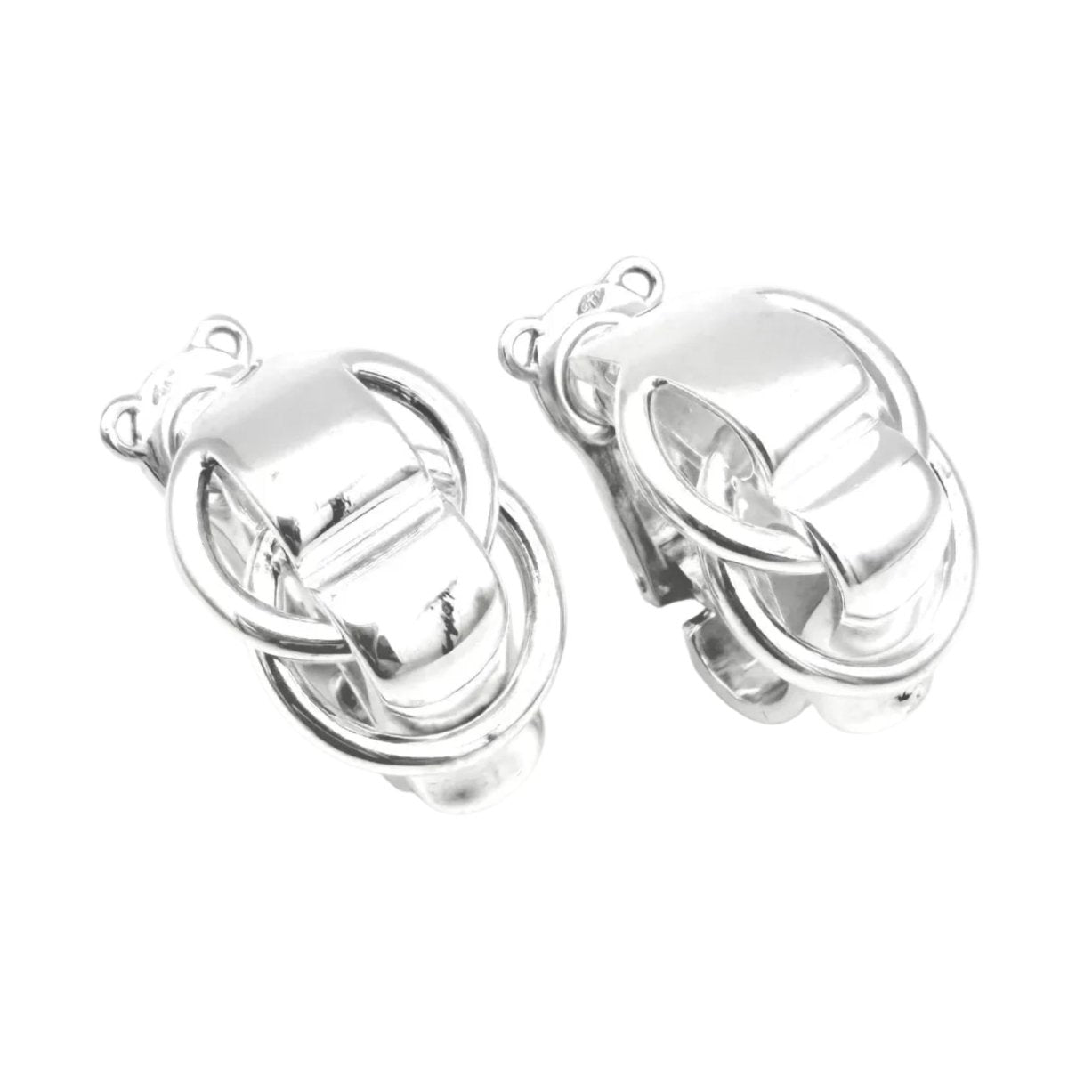 Boucles d'oreilles Clips HERMÈS X GAETAN DE PERCIN "Deux anneaux" en argent - Castafiore