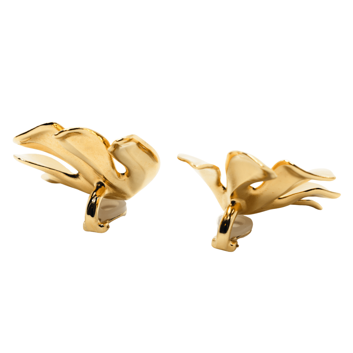 Boucles d'oreilles Clips JAR "Feuille de figuier" en aluminium et or jaune - Castafiore
