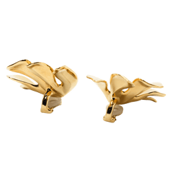 Boucles d'oreilles Clips JAR "Feuille de figuier" en aluminium et or jaune - Castafiore