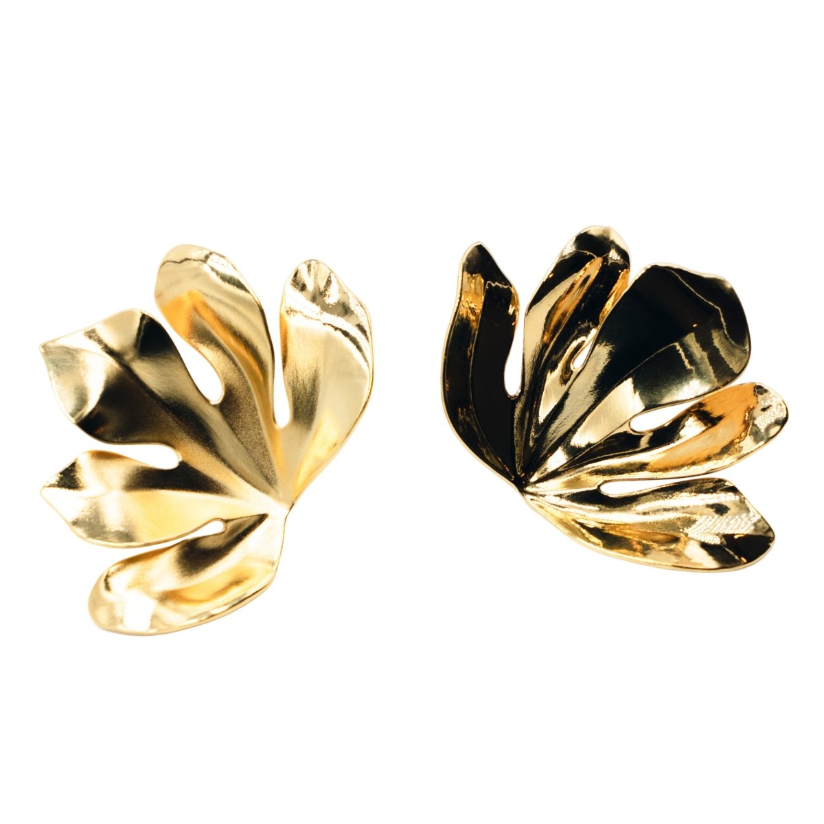 Boucles d'oreilles Clips JAR "Feuille de figuier" en aluminium et or jaune - Castafiore