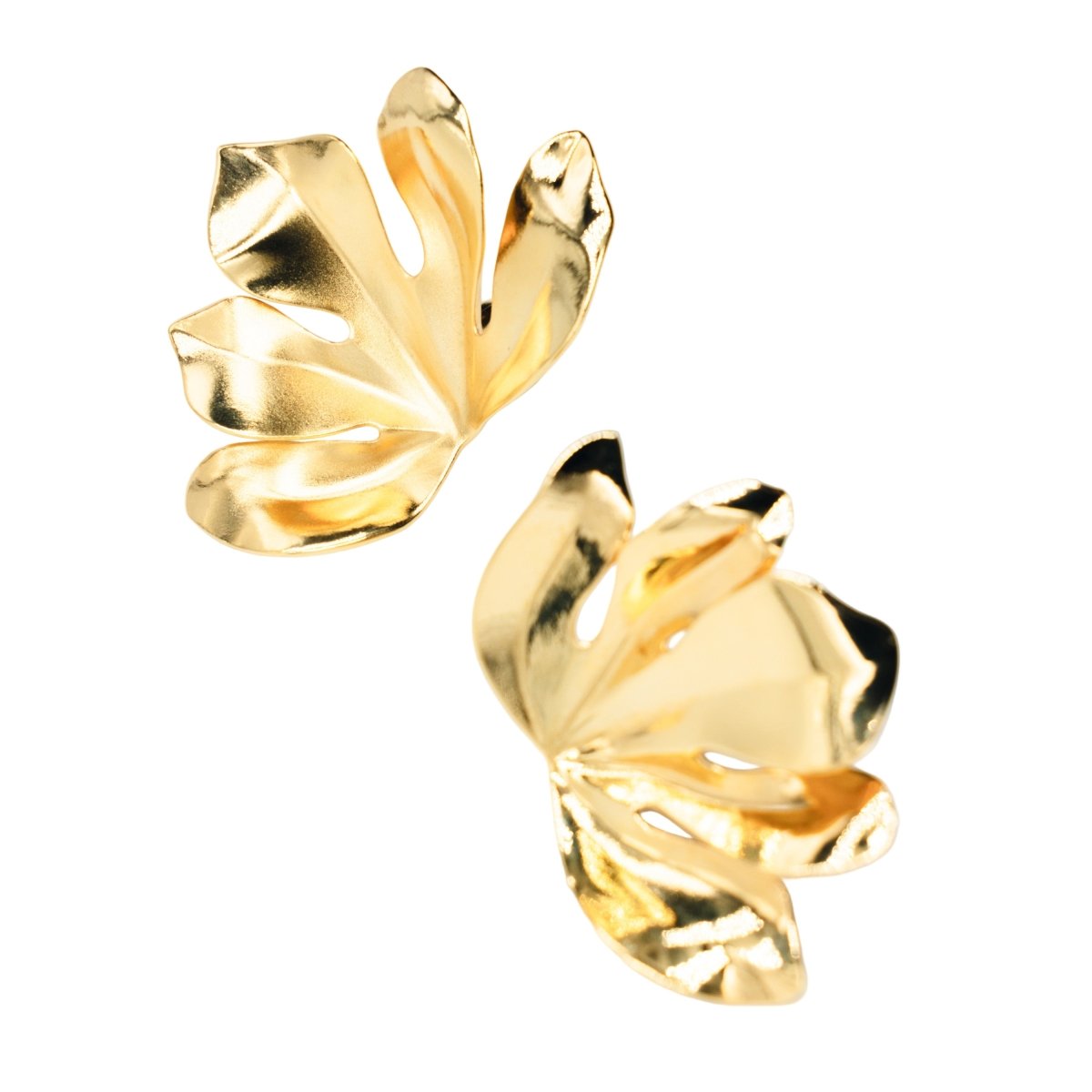 Boucles d'oreilles Clips JAR "Feuille de figuier" en aluminium et or jaune - Castafiore