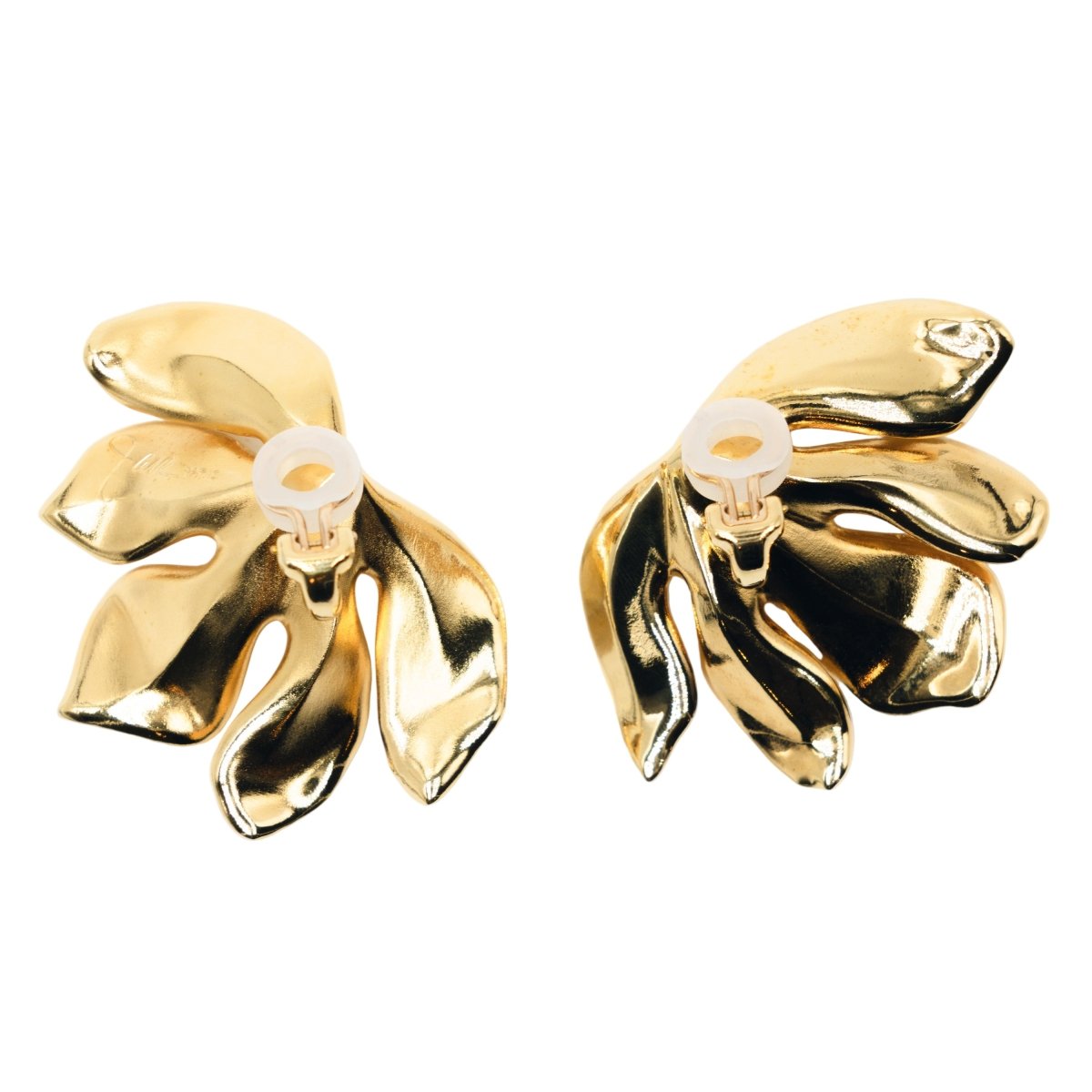 Boucles d'oreilles Clips JAR "Feuille de figuier" en aluminium et or jaune - Castafiore