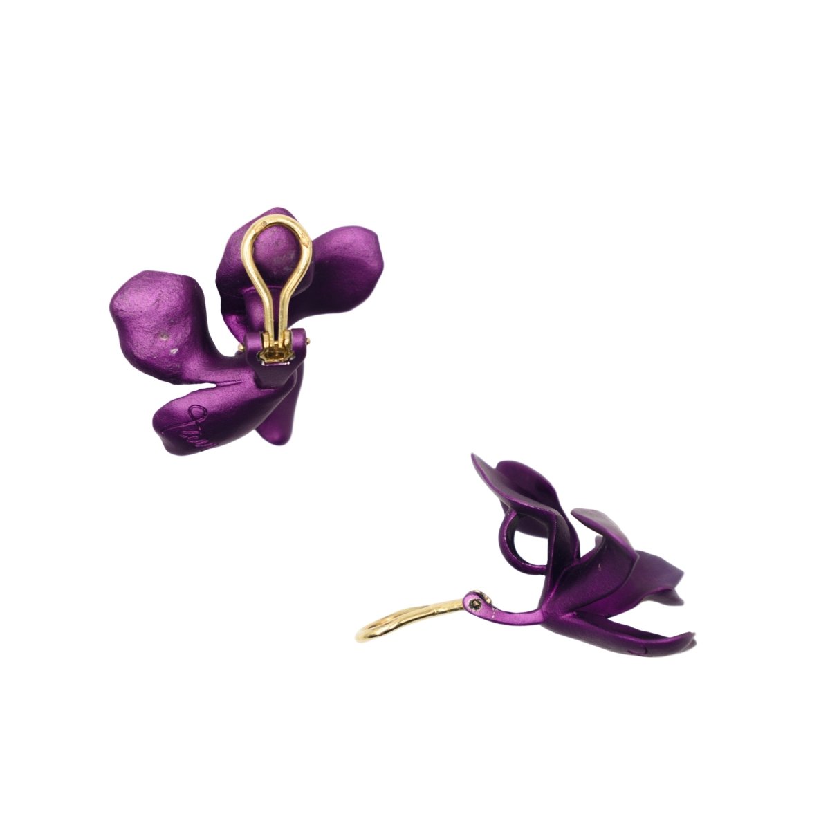 Boucles d'oreilles Clips JAR "Fleurs" en aluminium - Castafiore