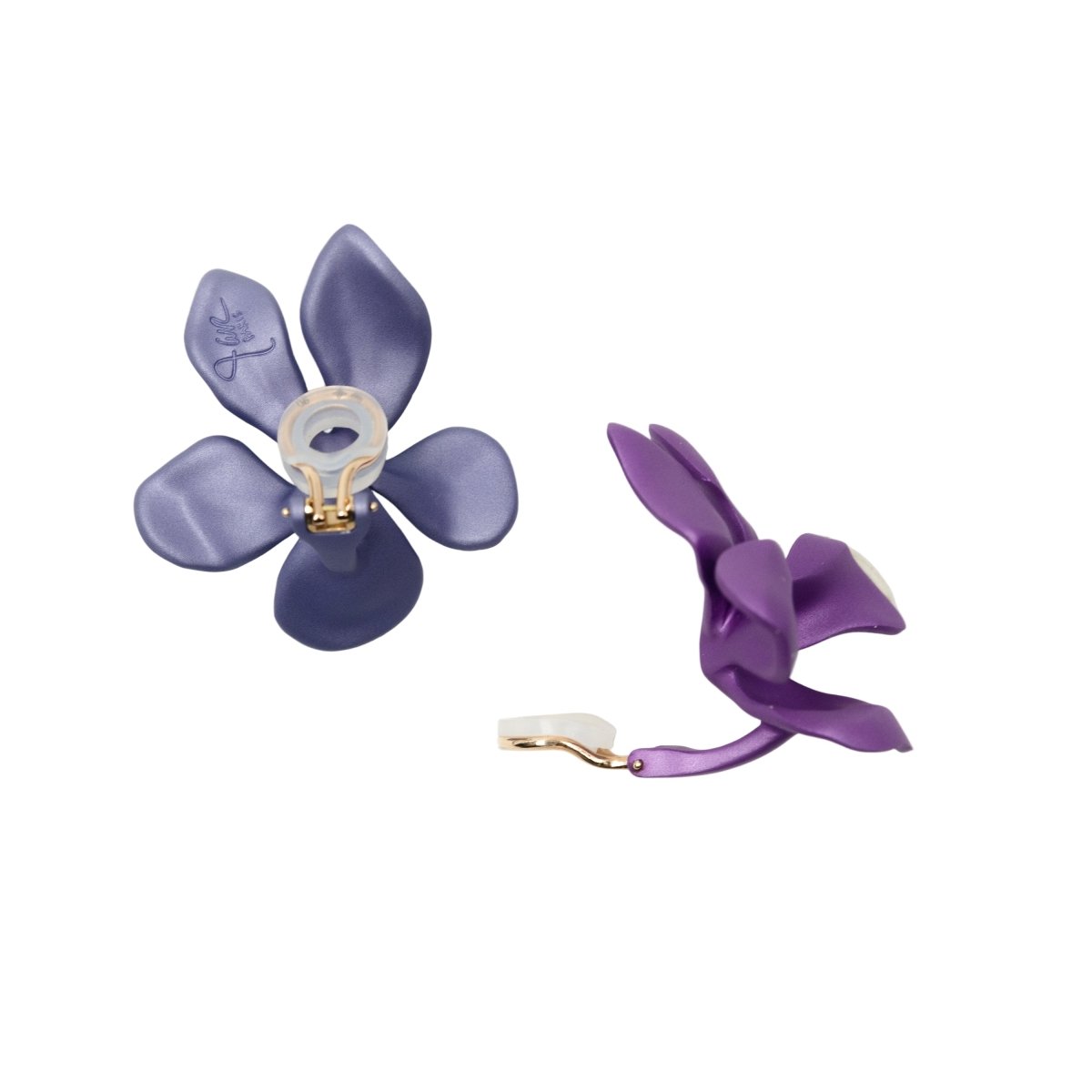 Boucles d'oreilles Clips JAR "Fleurs" en aluminium et or jaune - Castafiore