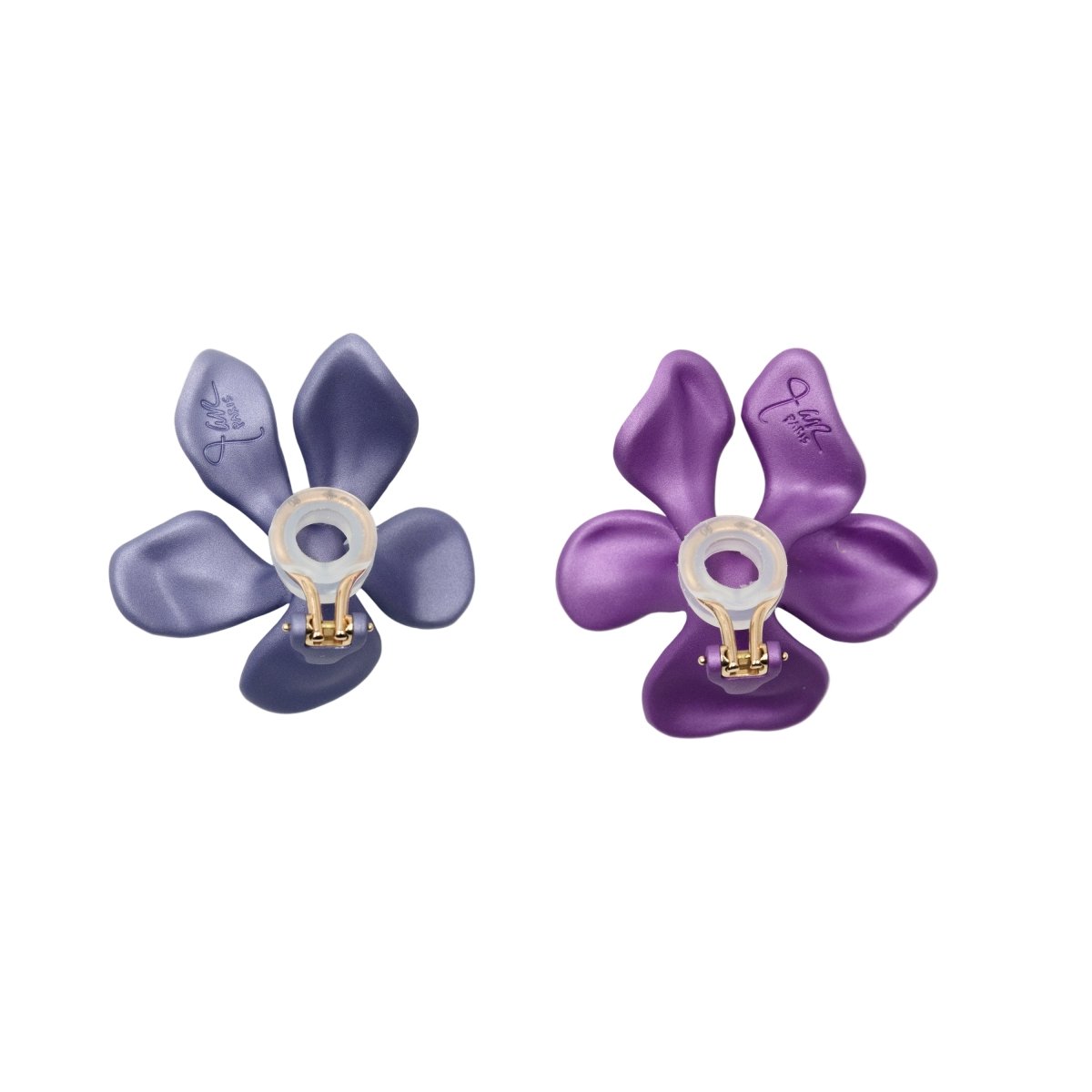 Boucles d'oreilles Clips JAR "Fleurs" en aluminium et or jaune - Castafiore