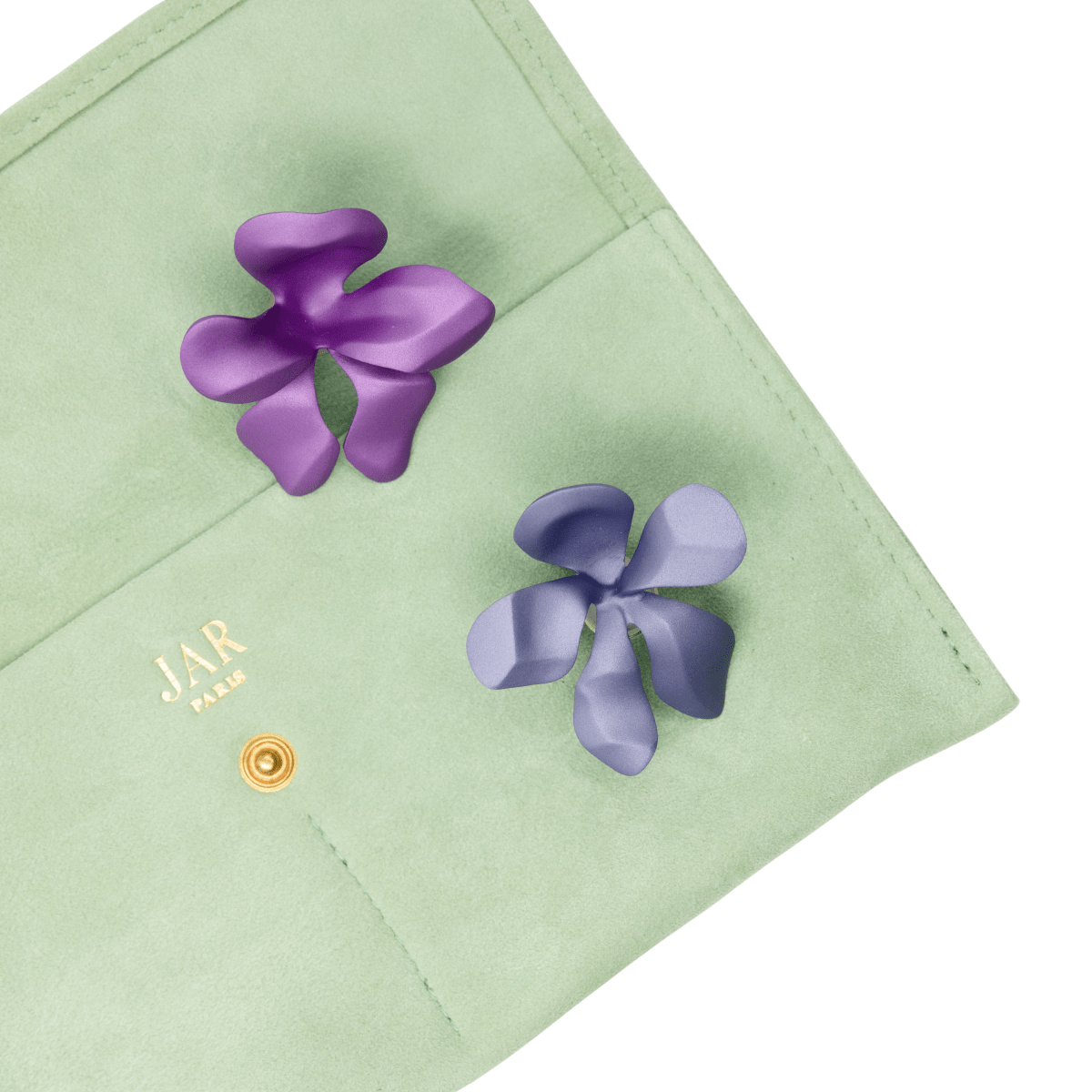 Boucles d'oreilles Clips JAR "Fleurs" en aluminium et or jaune - Castafiore